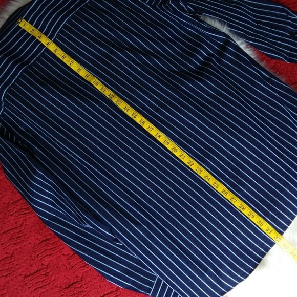 Bugatchi Navy Stripe Classic Fit Button Up Shirt L - Picture 6 of 9